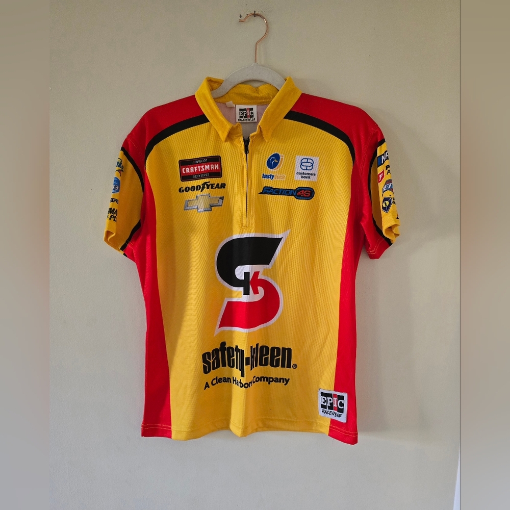 Epic Racewear VINTAGE Ladie's Crew Polo Shirt Yellow Sponsor Tags Womens Medium